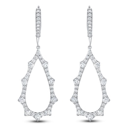 Diamond Scalloped Teardrop Earrings 2 ct tw 14K White Gold