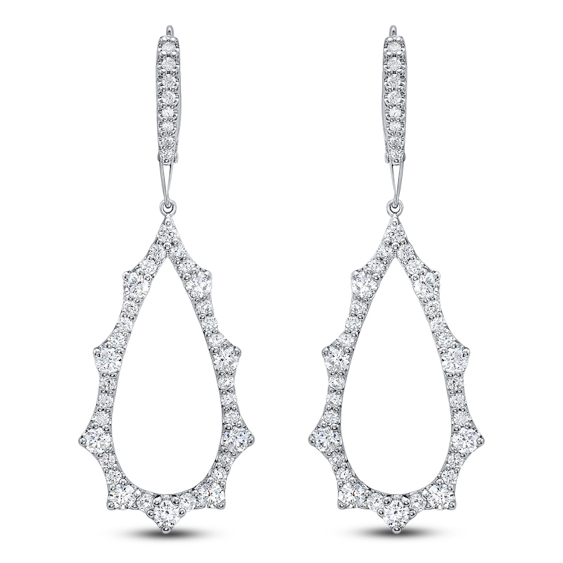 Main Image 1 of Diamond Scalloped Teardrop Earrings 2 ct tw 14K White Gold
