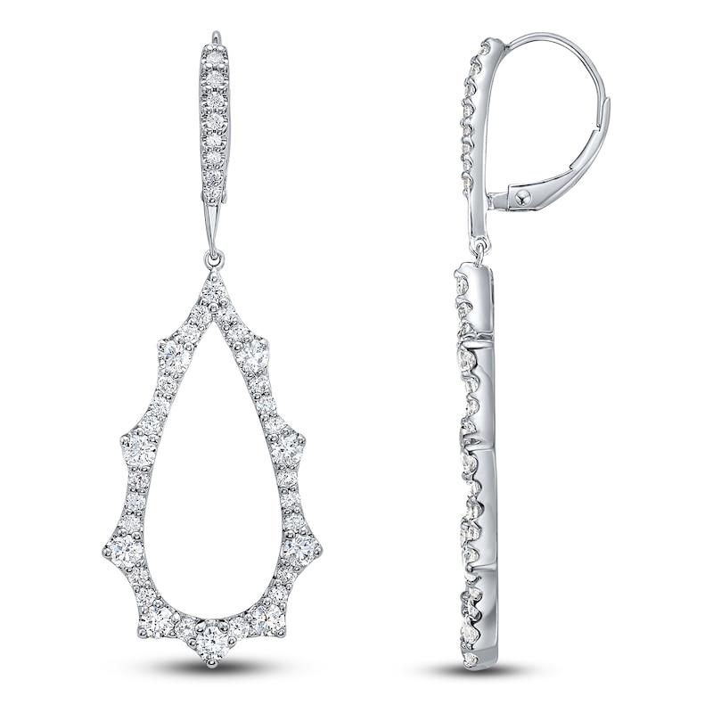 Main Image 2 of Diamond Scalloped Teardrop Earrings 2 ct tw 14K White Gold