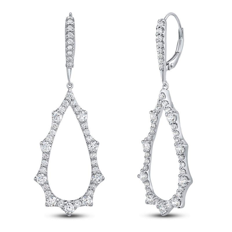 Main Image 3 of Diamond Scalloped Teardrop Earrings 2 ct tw 14K White Gold