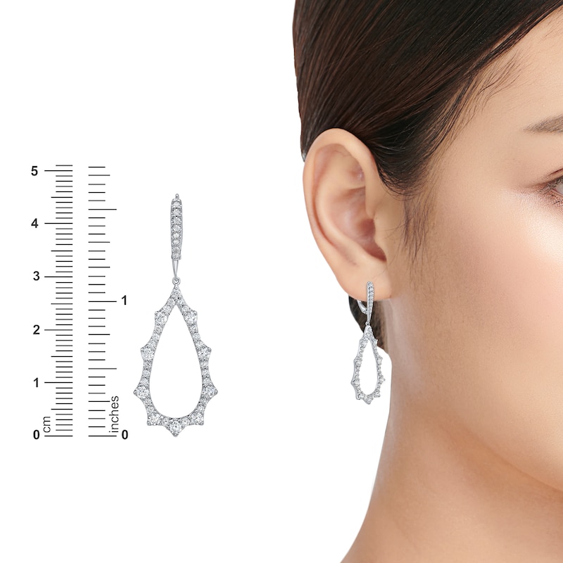 Main Image 4 of Diamond Scalloped Teardrop Earrings 2 ct tw 14K White Gold
