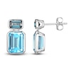 Thumbnail Image 0 of Rectangle-Cut Natural Swiss Blue Topaz & London Blue Topaz Earrings 10K White Gold