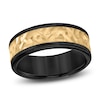 Thumbnail Image 1 of Men's Hammered Wedding Band 14K Yellow Gold & Black Tungsten Carbide 8mm