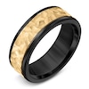 Thumbnail Image 2 of Men's Hammered Wedding Band 14K Yellow Gold & Black Tungsten Carbide 8mm