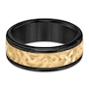 Thumbnail Image 3 of Men's Hammered Wedding Band 14K Yellow Gold & Black Tungsten Carbide 8mm
