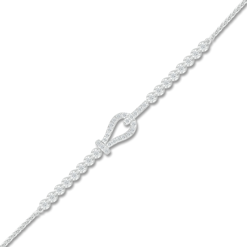 Main Image 2 of Diamond Interlocking Teardrop Bracelet 1/2 ct tw 10K White Gold 7.5"