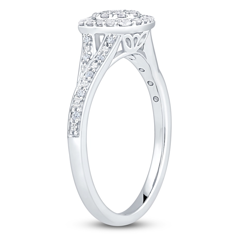 Main Image 2 of Multi-Diamond Cushion-Shaped Promise Ring 1/3 ct tw 10K White Gold