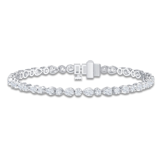 Jared Signature Pear-Shaped & Round-Cut Lab-Grown Diamond Bracelet 2-3/4 ct t 14K White Gold 7"