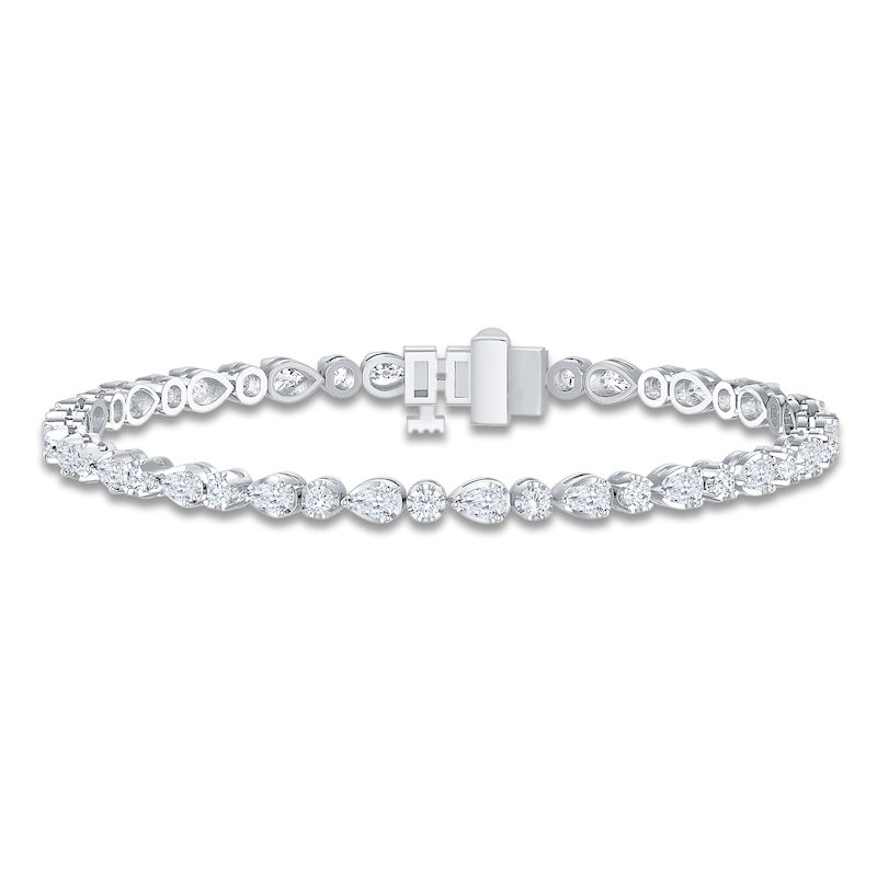 Main Image 1 of Pear-Shaped & Round-Cut Lab-Grown Diamond Bracelet 2-3/4 ct t 14K White Gold 7"
