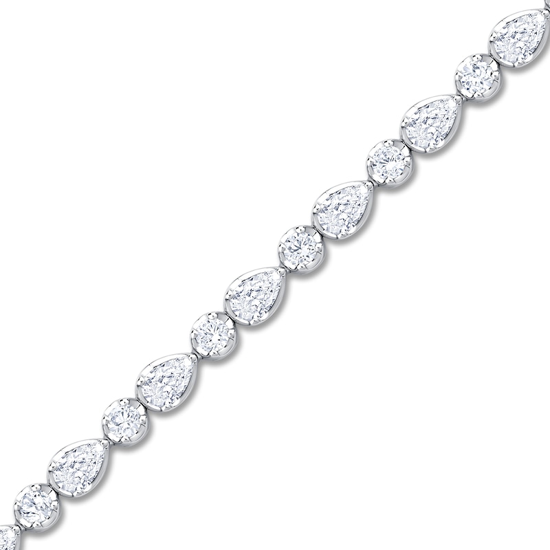 Main Image 2 of Pear-Shaped & Round-Cut Lab-Grown Diamond Bracelet 2-3/4 ct t 14K White Gold 7"