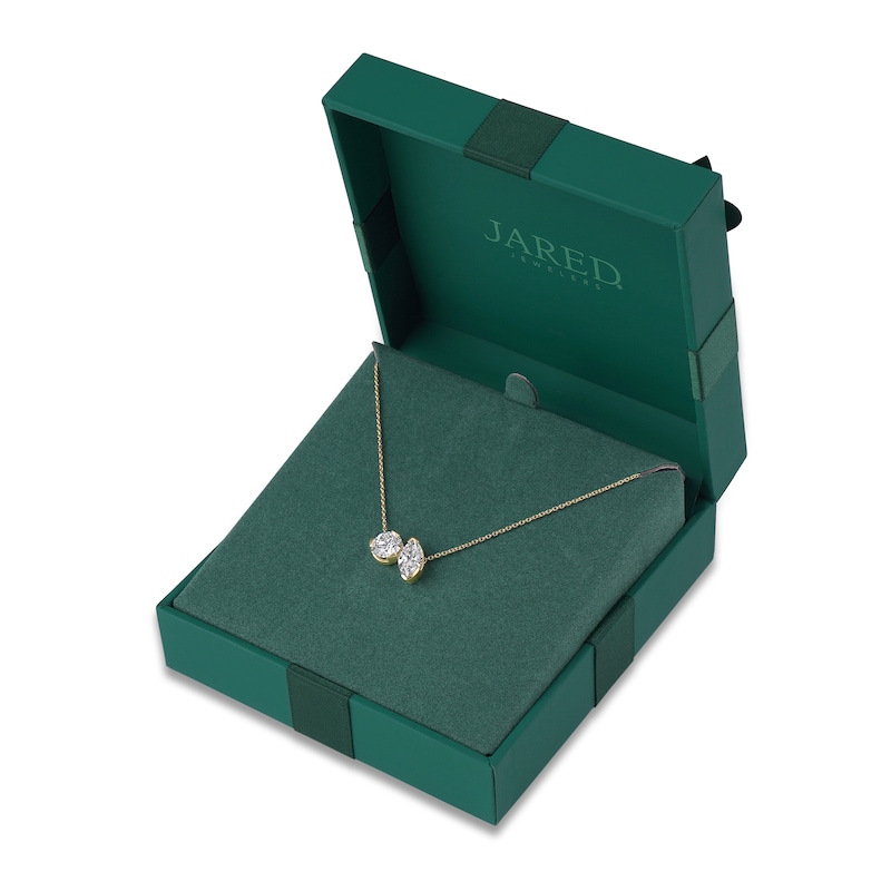 Main Image 2 of Marquise & Round-Cut Lab-Grown Diamond Two-Stone Necklace 2 ct tw 14K Yellow Gold 18"