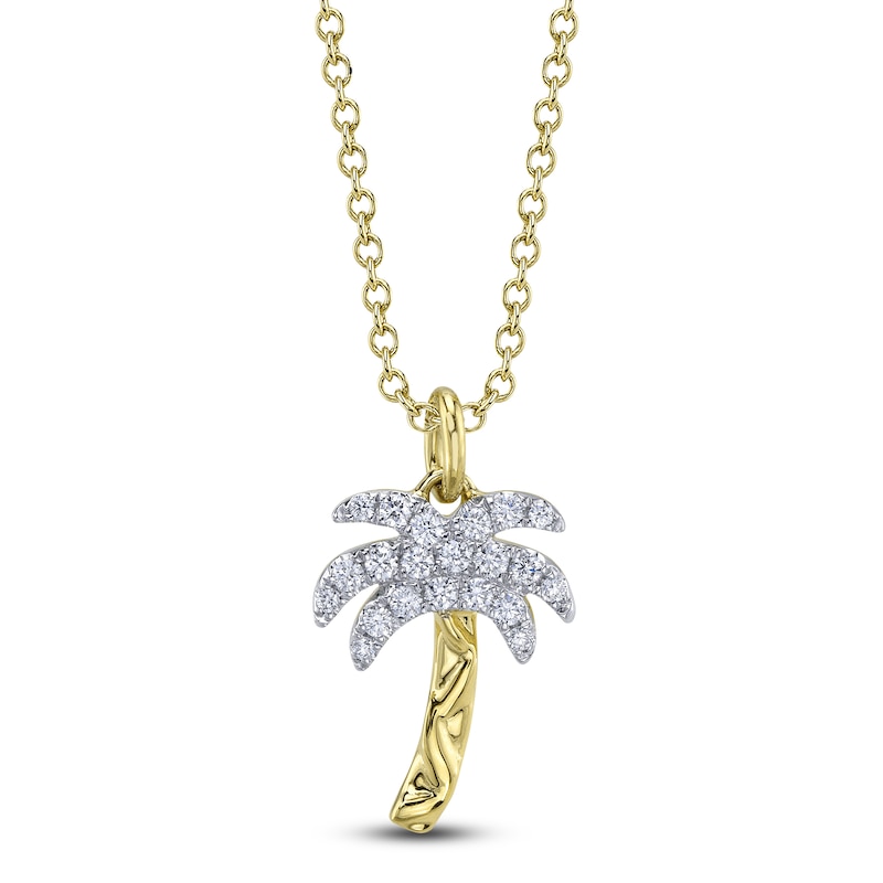 Main Image 1 of Shy Creation Diamond Palm Tree Necklace 1/10 ct tw 14K Yellow Gold 18" JR55001162RD