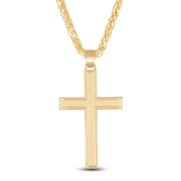 Men's Cross Necklace 10K Yellow Gold 22"
