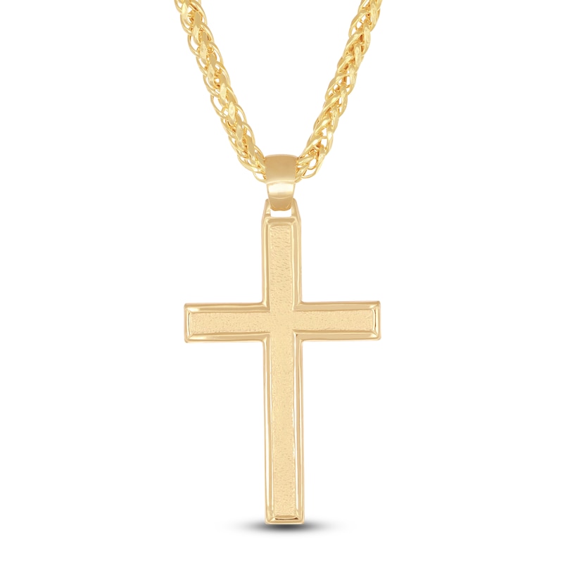 Main Image 1 of Men's Cross Necklace 10K Yellow Gold 22"