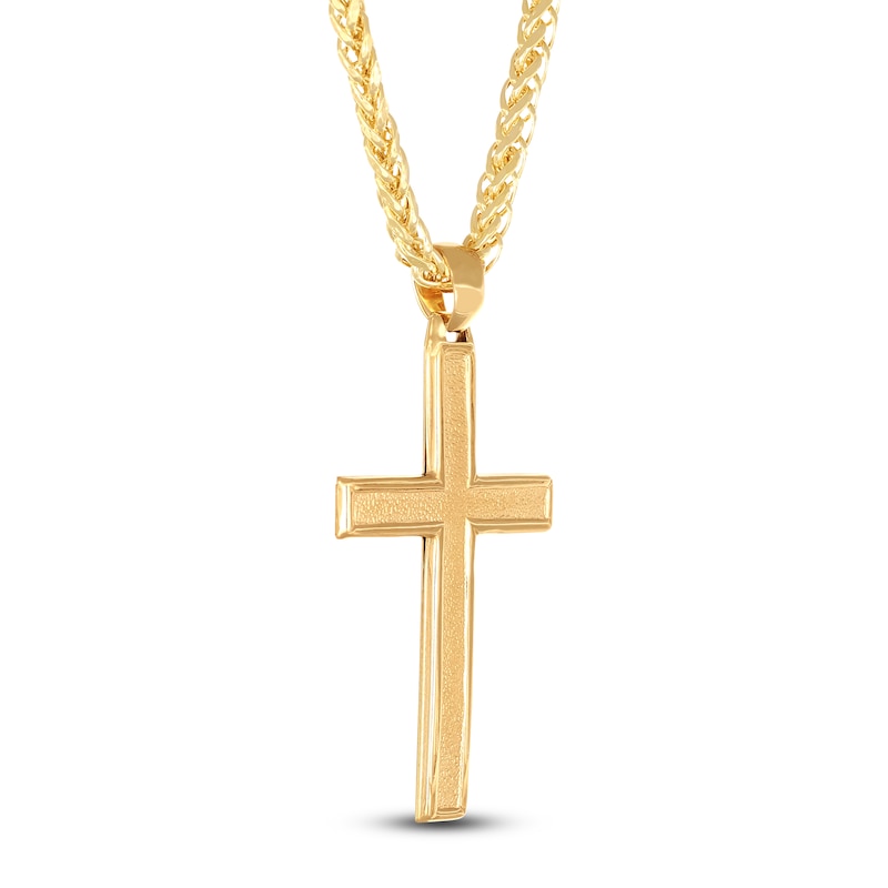 Main Image 2 of Men's Cross Necklace 10K Yellow Gold 22"