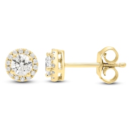 Diamond Halo Stud Earrings 1/2 ct tw 14K Yellow Gold