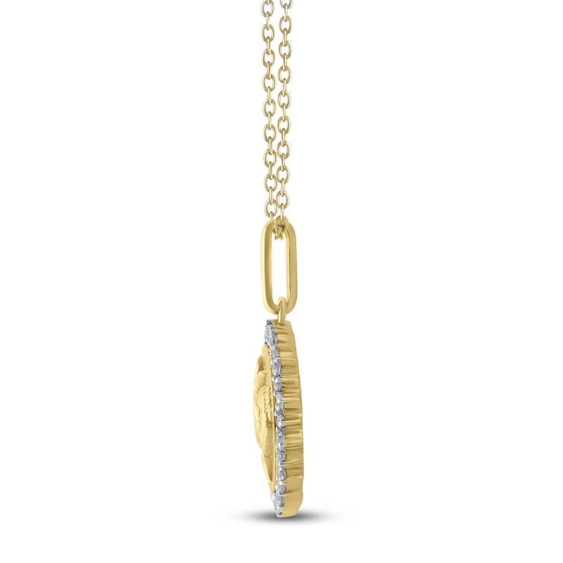 Main Image 3 of Diamond Zodiac Pisces Medallion Necklace 1/3 ct tw 10K Yellow Gold 18"