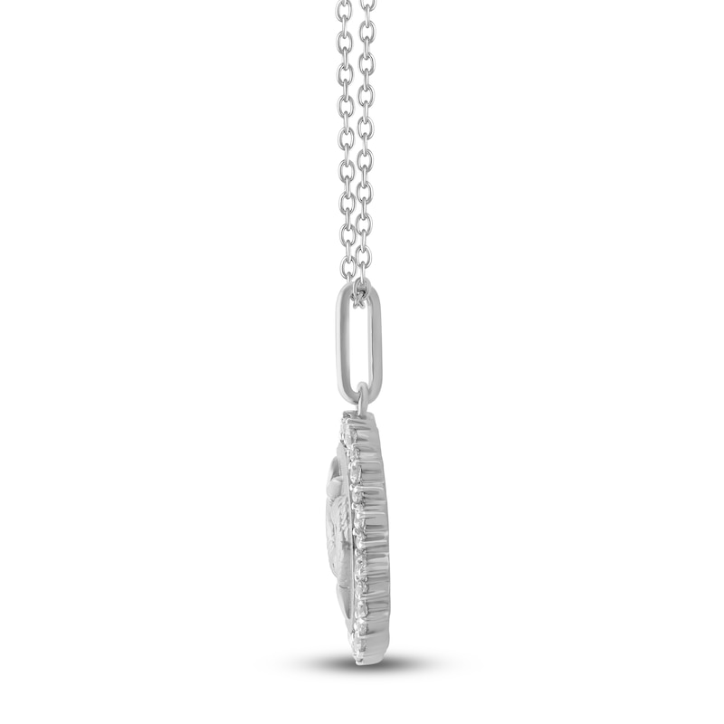 Main Image 3 of Diamond Zodiac Pisces Medallion Necklace 1/3 ct tw Sterling Silver 18"