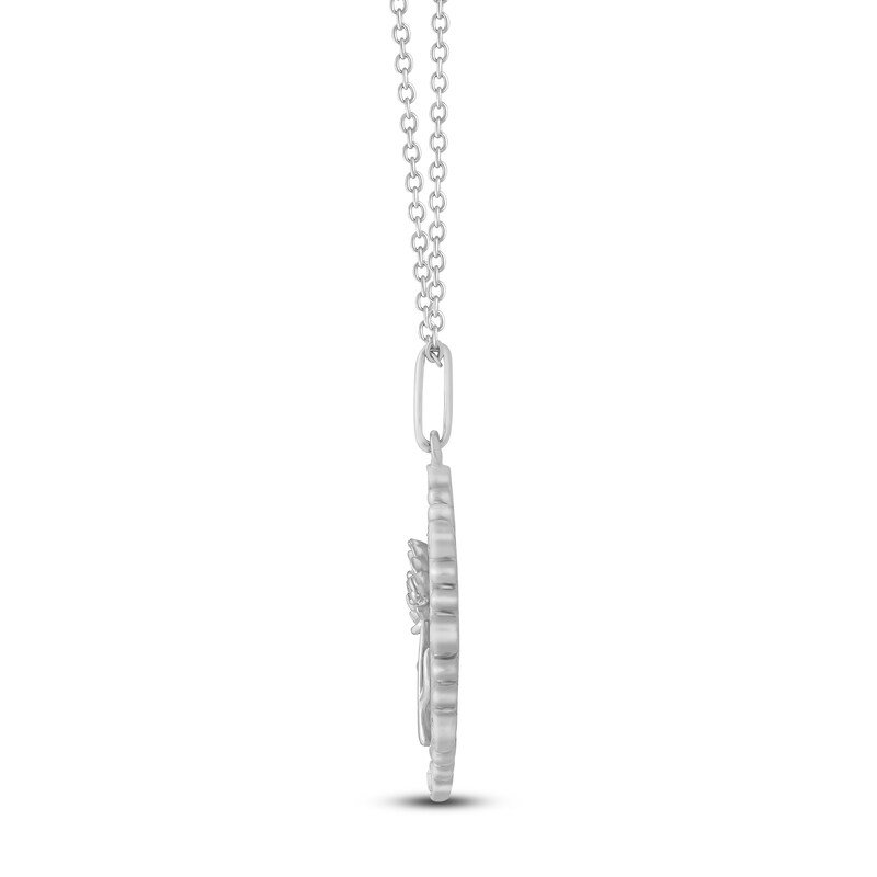Main Image 3 of Chrysanthemum Birth Flower Diamond Necklace 1/4 ct tw Sterling Silver 18"