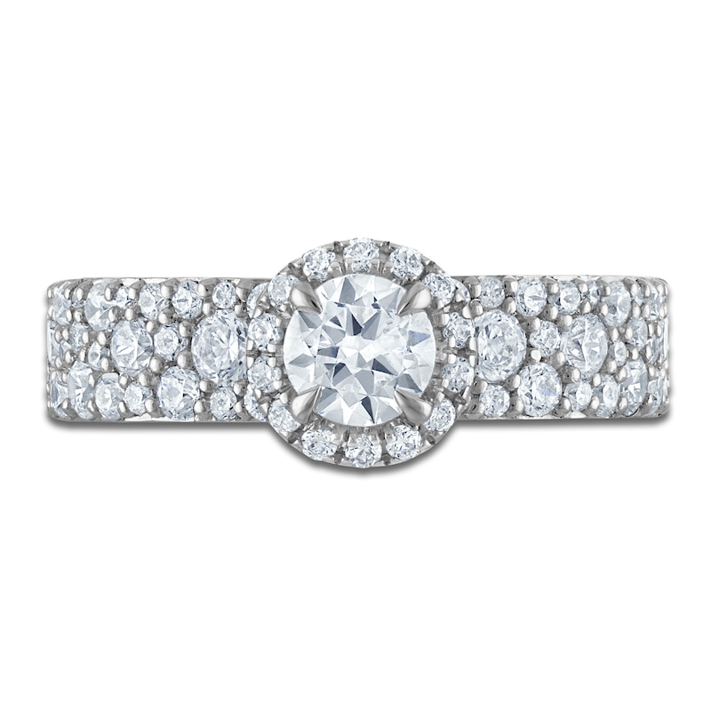 Main Image 3 of Vera Wang VOW Round-Cut Diamond Halo Engagement Ring 1-1/2 ct tw 14K White Gold