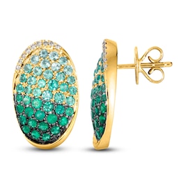 Le Vian Emerald Ombré Oval Earrings 1/15 ct tw Diamonds 14K Honey Gold