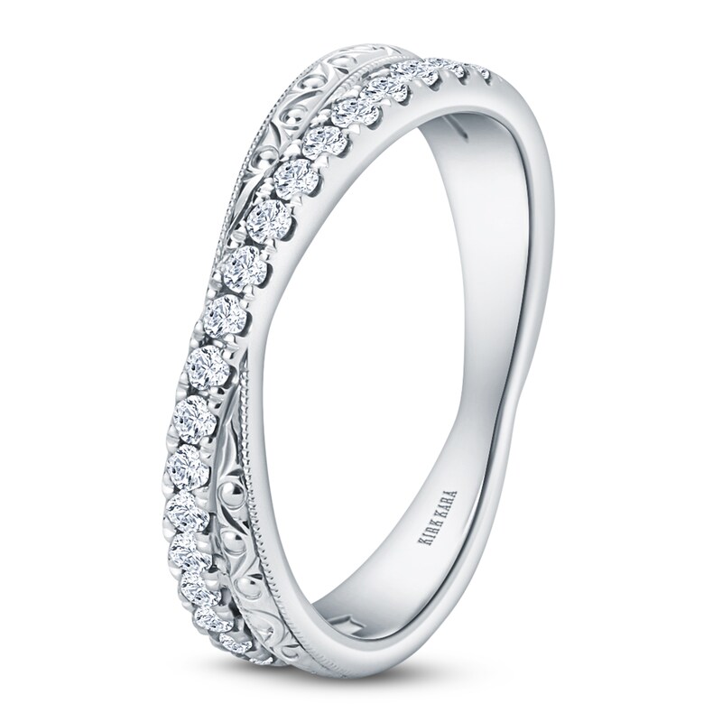 Main Image 2 of Kirk Kara Diamond Filigree Crossover Wedding Band 1/4 ct tw 14K White Gold