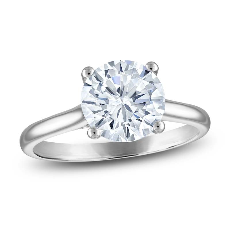 Main Image 1 of Round-Cut Lab-Grown Diamond Solitaire Plus Engagement Ring 2-5/8 ct tw Platinum (VS2/F)