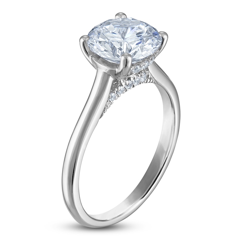 Main Image 2 of Round-Cut Lab-Grown Diamond Solitaire Plus Engagement Ring 2-5/8 ct tw Platinum (VS2/F)