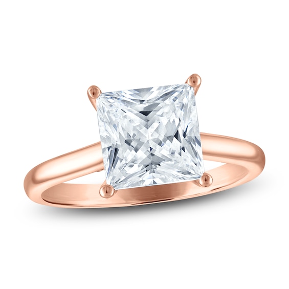 Princess-Cut Lab-Grown Diamond Solitaire Plus Engagement Ring 2 ct tw 18K Rose Gold (VS2/F)