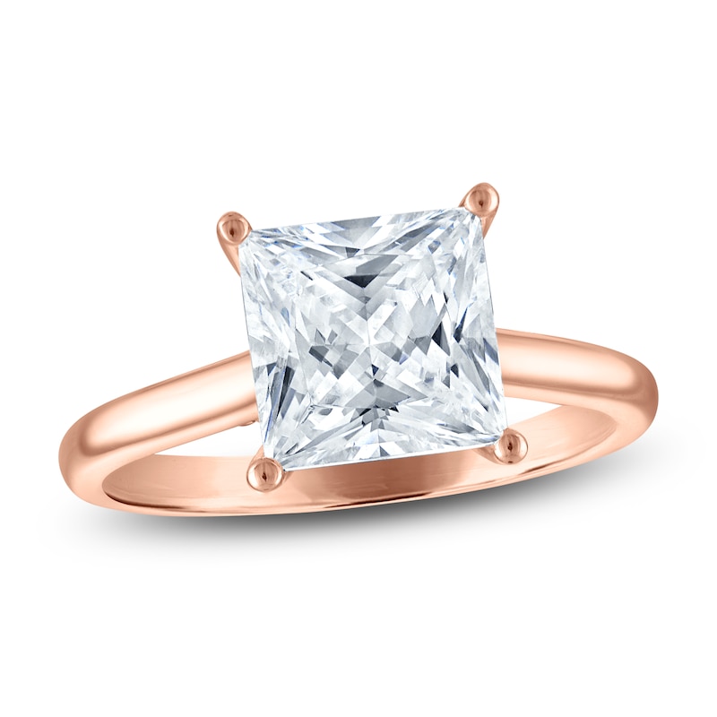 Main Image 1 of Princess-Cut Lab-Grown Diamond Solitaire Plus Engagement Ring 2 ct tw 18K Rose Gold (VS2/F)