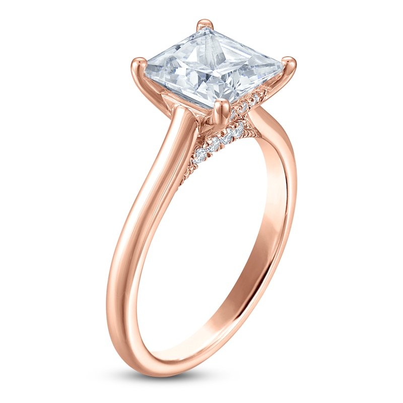 Main Image 2 of Princess-Cut Lab-Grown Diamond Solitaire Plus Engagement Ring 2 ct tw 18K Rose Gold (VS2/F)