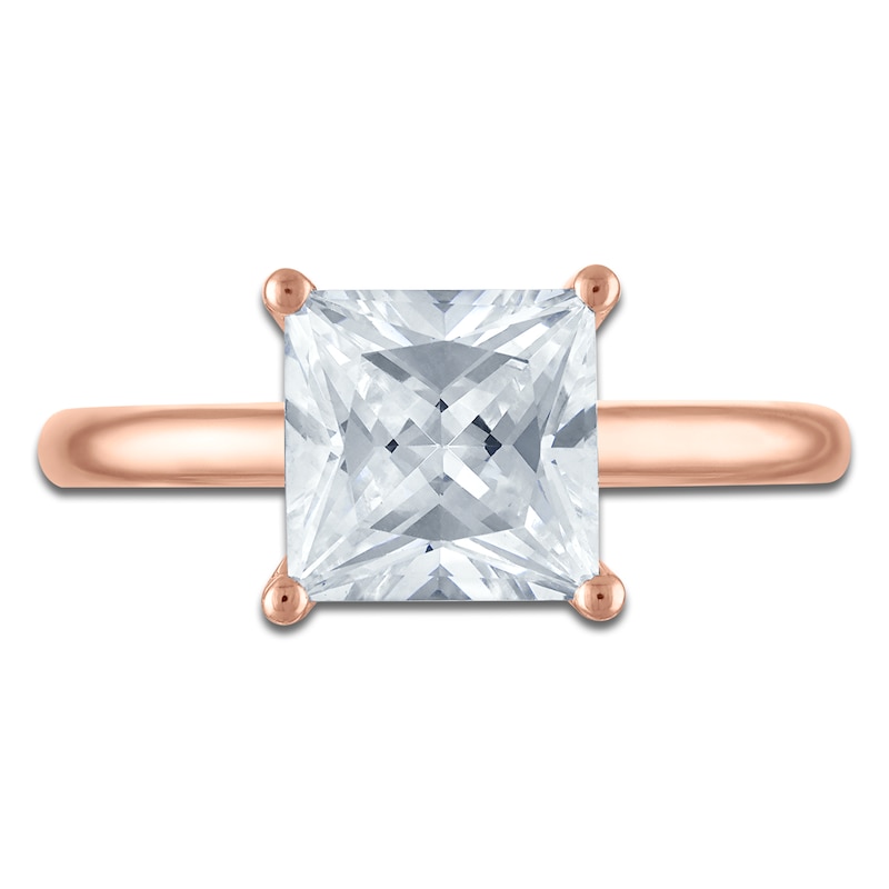 Main Image 3 of Princess-Cut Lab-Grown Diamond Solitaire Plus Engagement Ring 2 ct tw 18K Rose Gold (VS2/F)