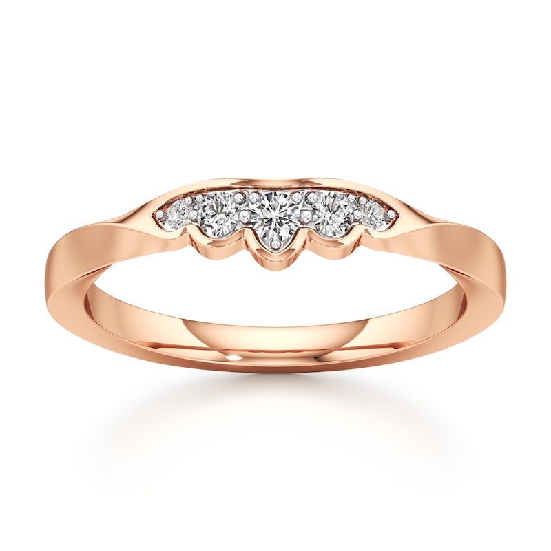 Main Image 1 of J'Lure Lab-Grown Diamond Scalloped Wedding Band 1/8 ct tw 18K Rose Gold