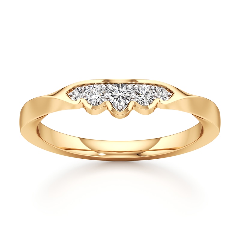 Main Image 1 of J'Lure Lab-Grown Diamond Scalloped Wedding Band 1/8 ct tw 18K Yellow Gold