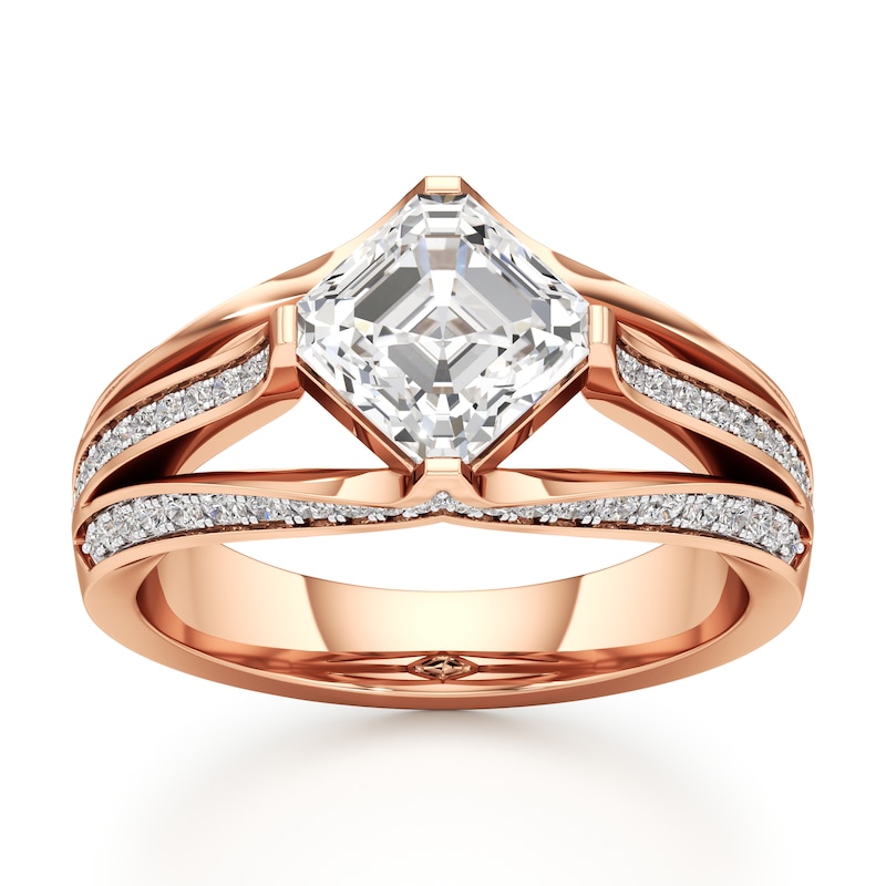Main Image 1 of J'Lure Lab-Grown Diamond Square-Emerald Step-Cut Engagement Ring 2-3/8 ct tw 18K Rose Gold