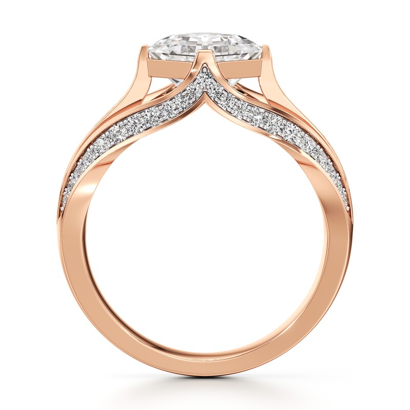 Main Image 2 of J'Lure Lab-Grown Diamond Square-Emerald Step-Cut Engagement Ring 2-3/8 ct tw 18K Rose Gold