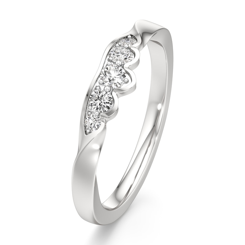 Main Image 4 of J'Lure Lab-Created Diamond Scalloped Wedding Band 1/5 ct tw 18K White Gold