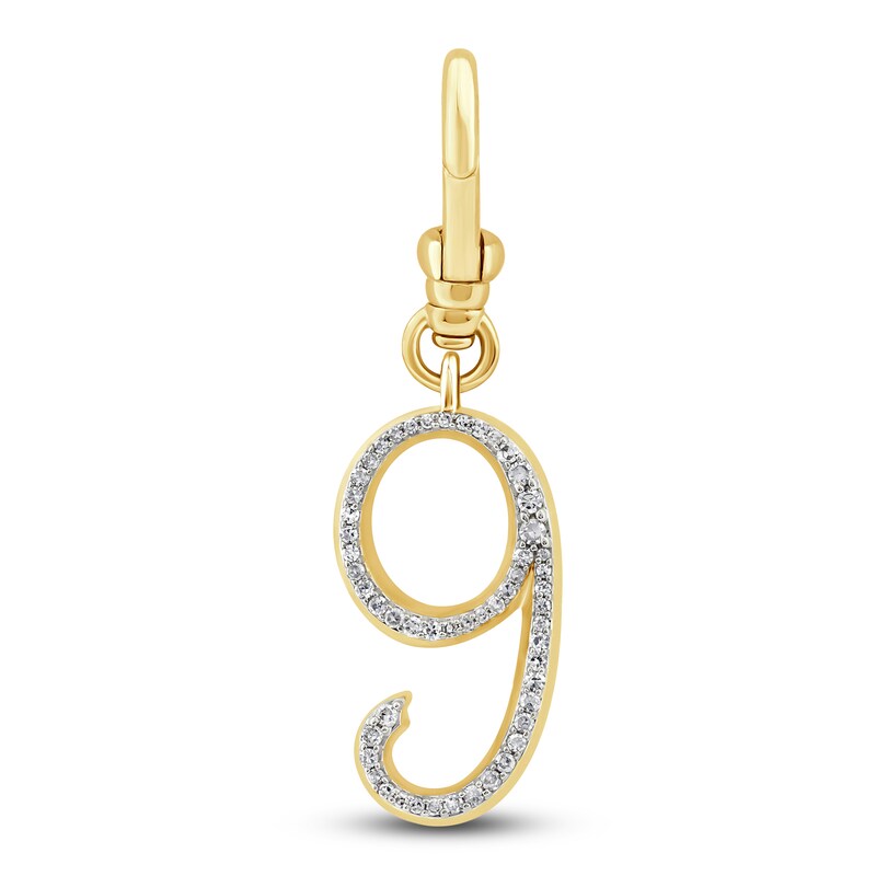Main Image 1 of Charm'd by Lulu Frost Diamond Number 9 Charm 1/8 ct tw Pavé Round 10K Yellow Gold
