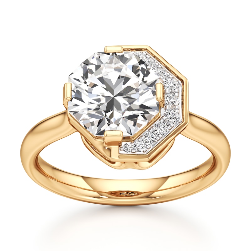 Main Image 1 of J'Lure Octagon Brilliant-Cut Lab-Grown Diamond Half-Halo Engagement Ring 3 ct tw 18K Yellow Gold