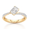 Thumbnail Image 1 of J'Lure Imperial-Emerald Step-Cut Lab-Grown Diamond Bypass Engagement Ring 1-1/3 ct tw 18K Yellow Gold