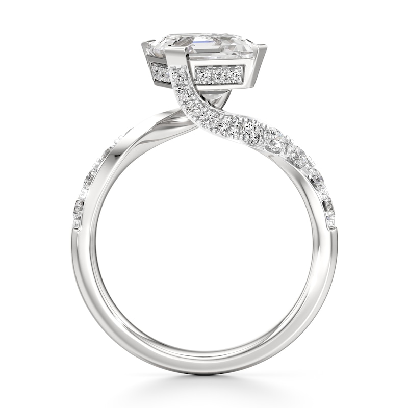 Main Image 2 of J'Lure Square-Emerald Step-Cut Lab-Grown Diamond Bypass Engagement Ring 3-5/8 ct tw 18K White Gold