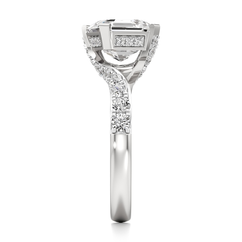 Main Image 3 of J'Lure Square-Emerald Step-Cut Lab-Grown Diamond Bypass Engagement Ring 3-5/8 ct tw 18K White Gold