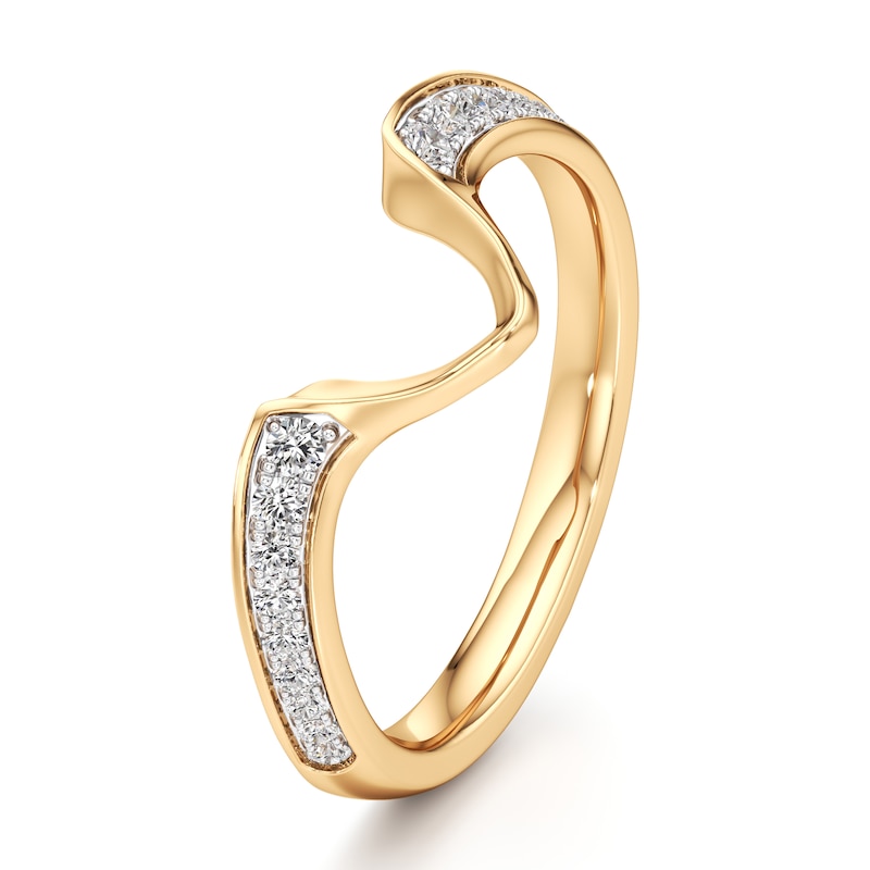 Main Image 4 of J'Lure Lab-Grown Diamond Contour Wedding Band 1/6 ct tw 18K Yellow Gold