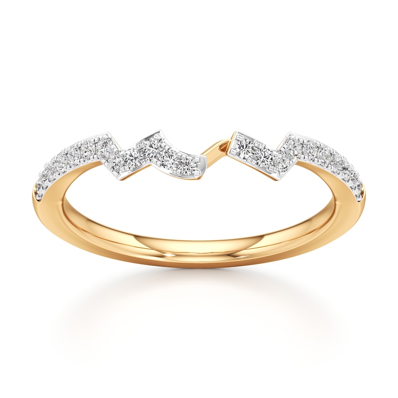 Main Image 1 of J'Lure Lab-Grown Diamond Angled Contour Wedding Band 1/6 ct tw 18K Yellow Gold