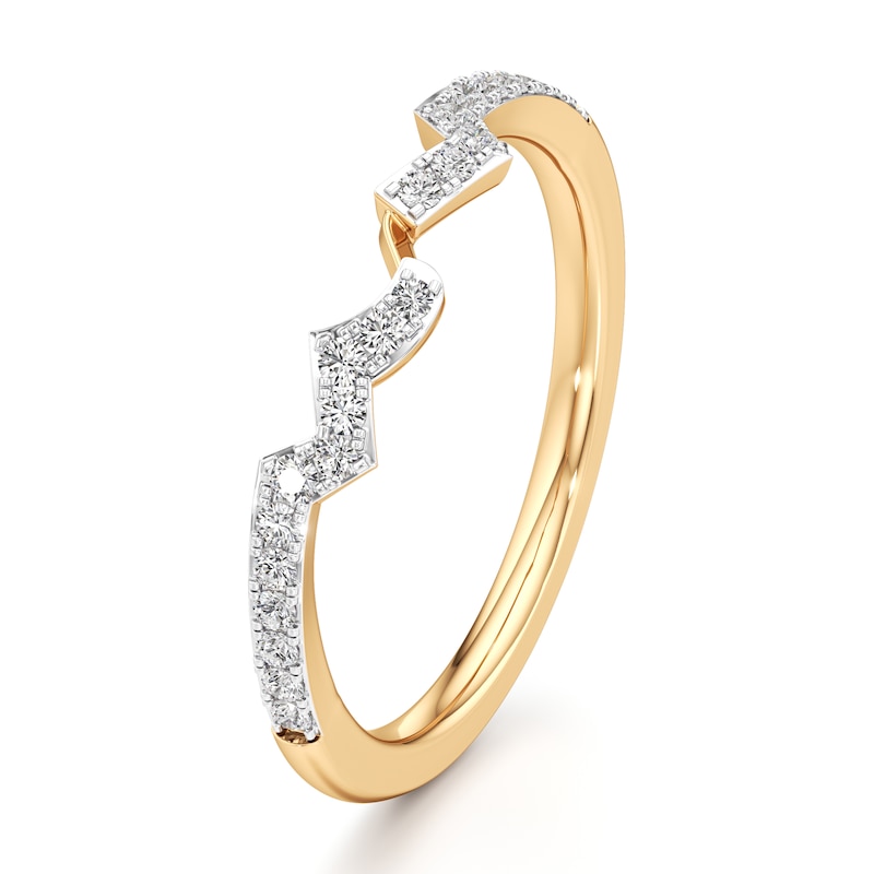 Main Image 4 of J'Lure Lab-Grown Diamond Angled Contour Wedding Band 1/6 ct tw 18K Yellow Gold