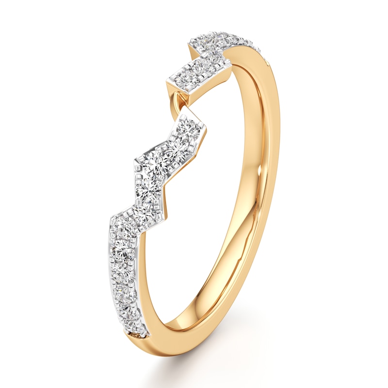 Main Image 4 of J'Lure Lab-Grown Diamond Angled Contour Wedding Band 1/4 ct tw 18K Yellow Gold