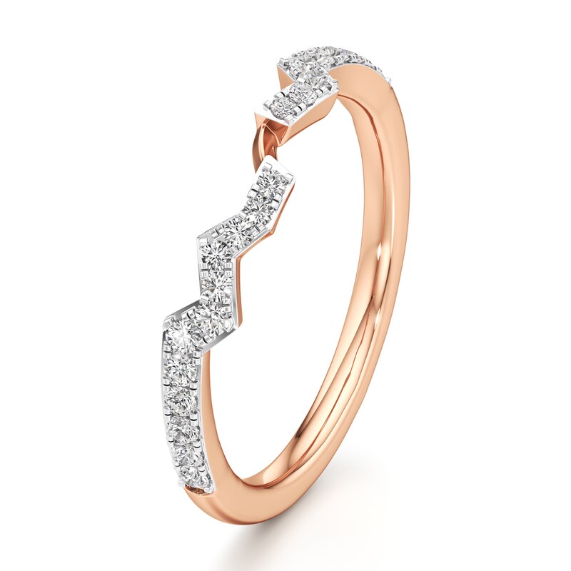 Main Image 4 of J'Lure Lab-Grown Diamond Angled Contour Wedding Band 1/5 ct tw 18K Rose Gold