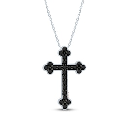 Pnina Tornai Black Diamond Cross Necklace 5/8 ct tw 14K White Gold 18"