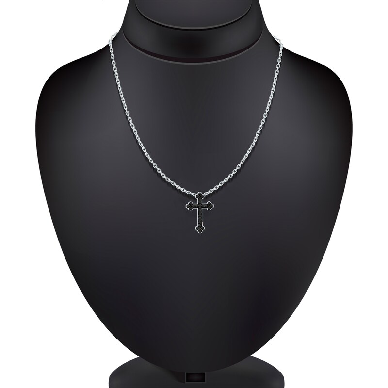 Main Image 3 of Pnina Tornai Black Diamond Cross Necklace 5/8 ct tw 14K White Gold 18"