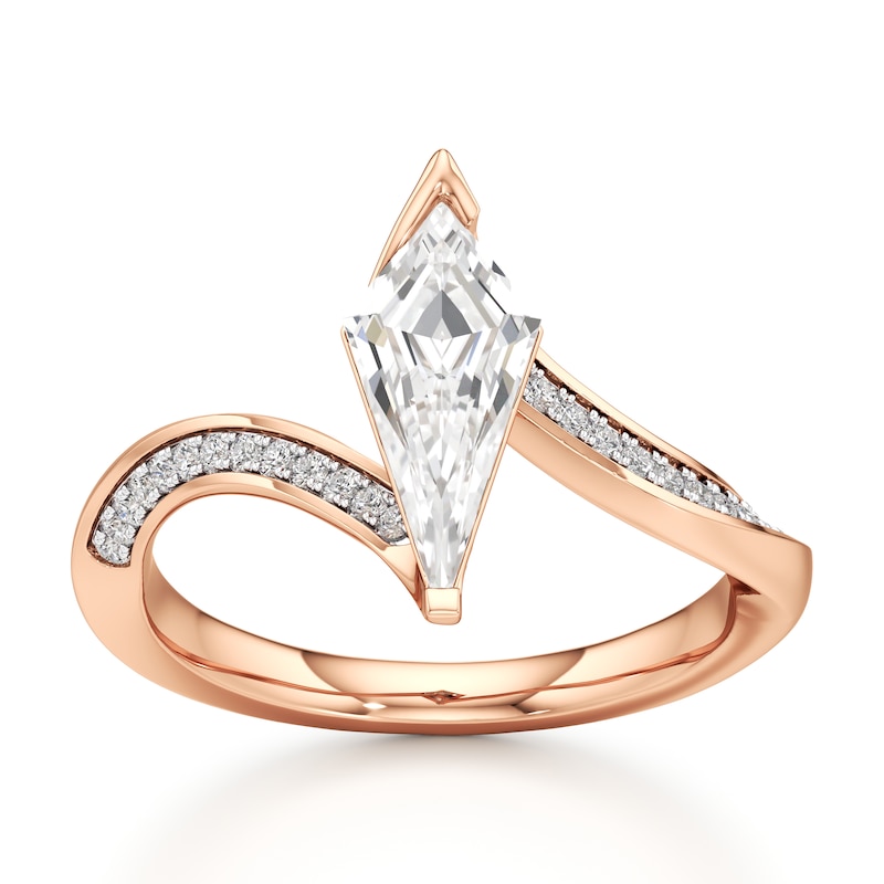 Main Image 1 of J'Lure Kite Step-Cut Lab-Grown Diamond Bypass Engagement Ring 1-1/6 ct tw 18K Rose Gold
